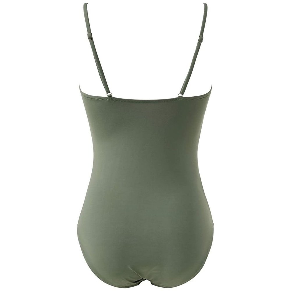 NEW Green Women's One Piece Swimsuit Tummy Control V Neck Bathing Suit sz M - Picture 8 of 10